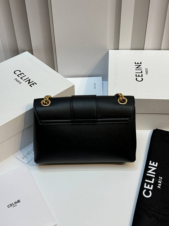 Женская сумка Celine Victorire Medium Premium 21x12x7 см - Black / Gold