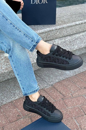 Женские комбинированные кроссовки Dior - Black   