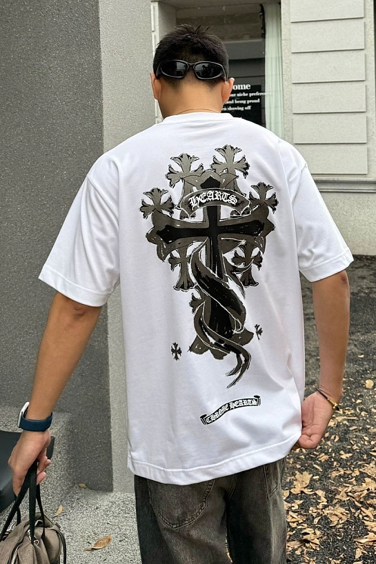 Белая оверсайз футболка Chrome Hearts Premium