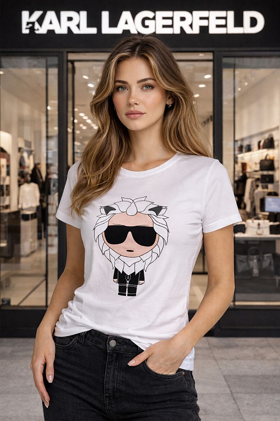 Женская белая футболка Karl Lagerfeld "Leo"