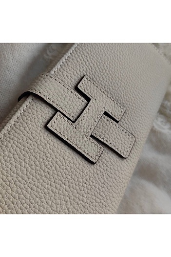 Кожаный клатч Hermes Jige Elan 20.5x9 см - Grey   