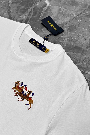 Мужская белая футболка Polo Ralph Lauren Match Club   