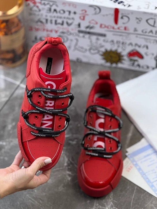 Красные кожаные кроссовки Dolce & Gabbana