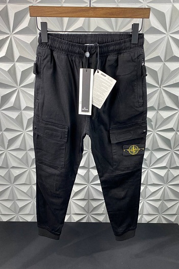 Мужские чёрные джоггеры с патчем Stone Island   
