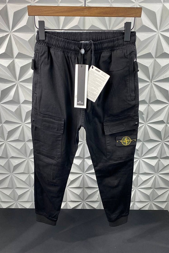 Мужские чёрные джоггеры с патчем Stone Island