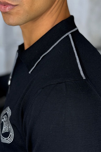 Мужское поло Stefano Ricci Eagle zip-neck - Black   