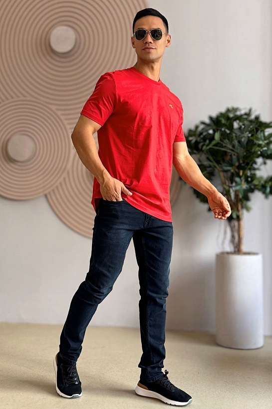 Красная мужская футболка Etro embroidered-logo