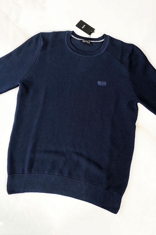 Тёмно-синий мужской джемпер Hugo Boss logo-embroidered
