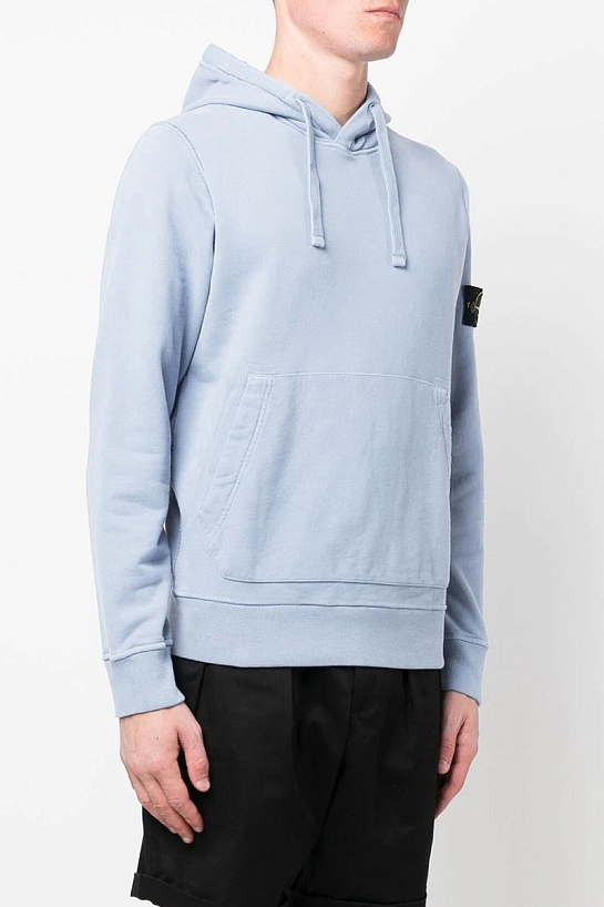 Худи голубого цвета Stone Island compass-patch