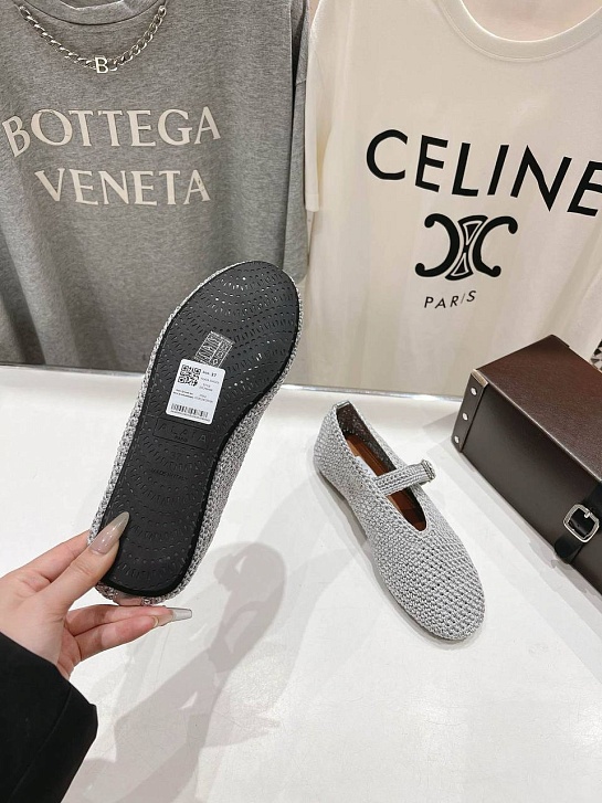 Женские плетёные балетки ALaia Premium - Grey