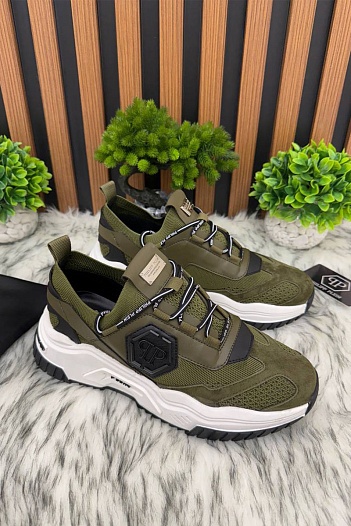 Комбинированные кроссовки Philipp Plein Predator - Green   