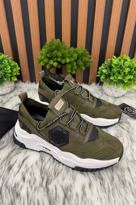 Комбинированные кроссовки Philipp Plein Predator - Green