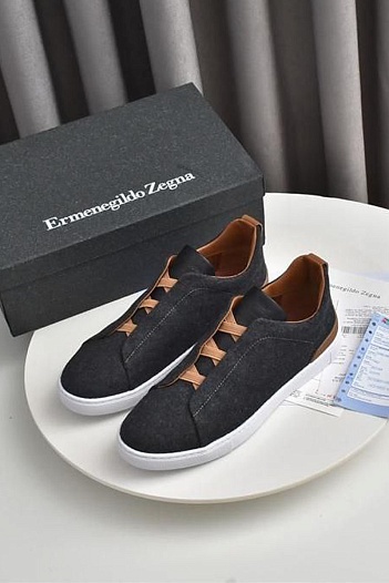 Чёрные кроссовки Ermenegildo Zegna Triple Stitch Wool   