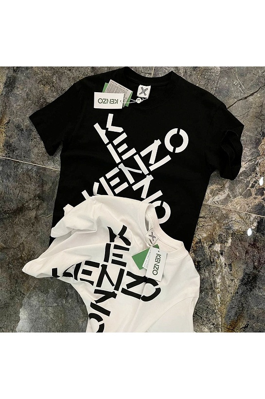 Белая мужская футболка с принтом Kenzo
