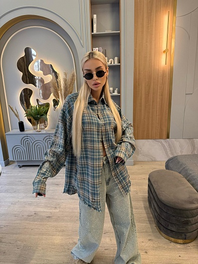 Женская рубашка в клетку Chrome Hearts   