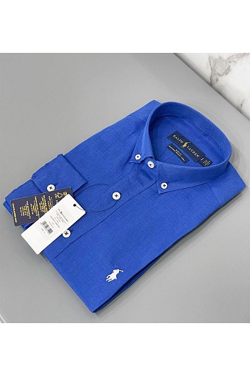 Синяя рубашка Polo Ralph Lauren logo-embroidered   