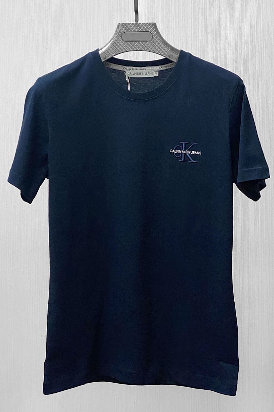 Мужская брендовая футболка Calvin Klein тёмно-синего цвета