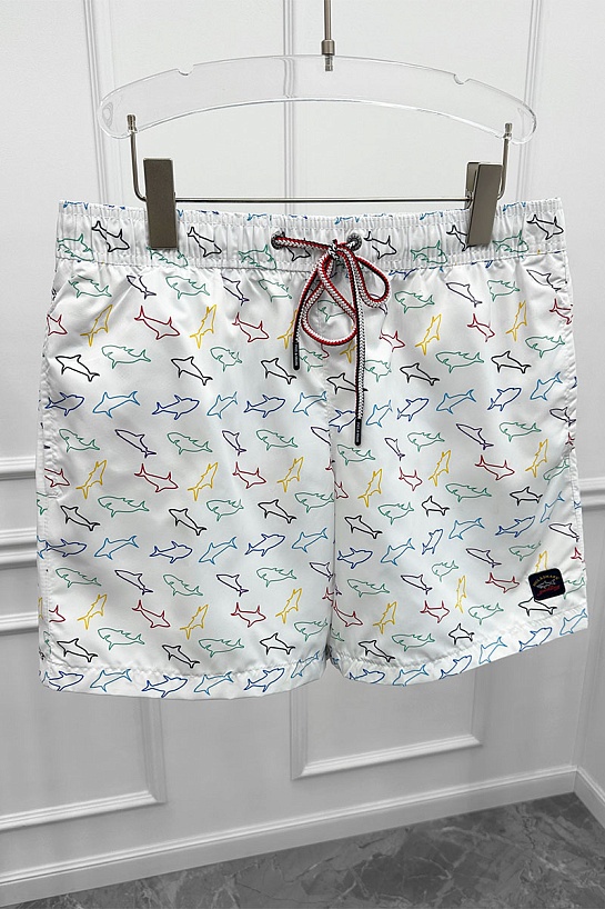 Мужские белые шорты Paul & Shark shark-print