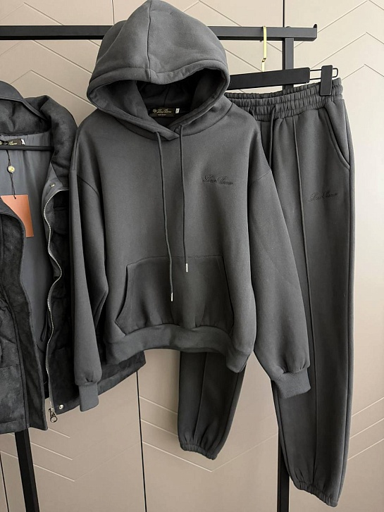 Женский костюм тройка на флисе Loro Piana premium - Grey