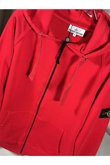 Красная кофта на молнии Stone Island compass-patch   