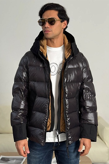 Чёрная пуховая куртка Burberry London England logo-patch   