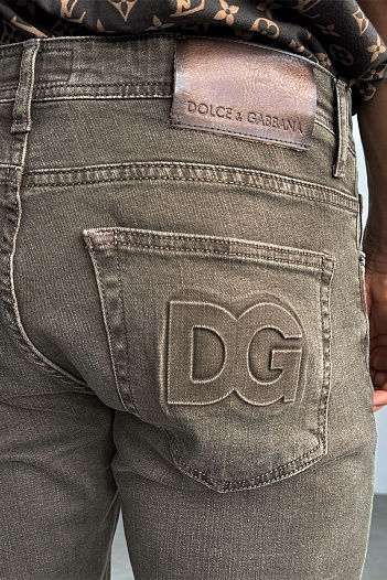 Мужские джинсы Dolce & Gabbana embossed logo - Brown   