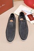 Замшевые лоферы с мехом Loro Piana Open Walk - Grey