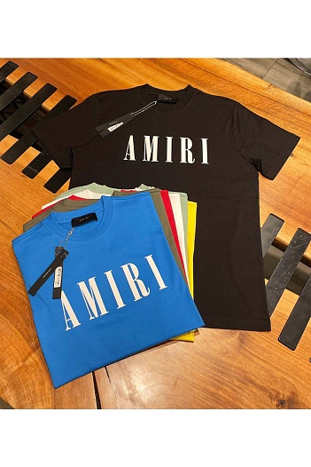 Футболка жёлтого цвета Amiri core logo   