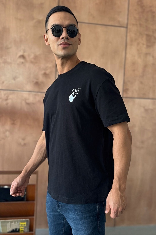 Чёрная оверсайз футболка Off-White Bubble Arrows