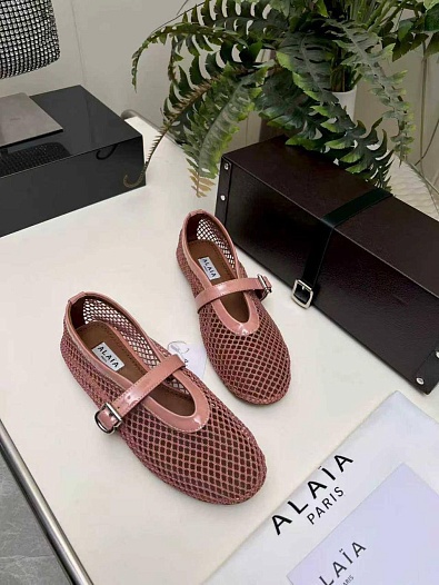 Женские плетёные балетки Alaia Fishnet Ballet premium   