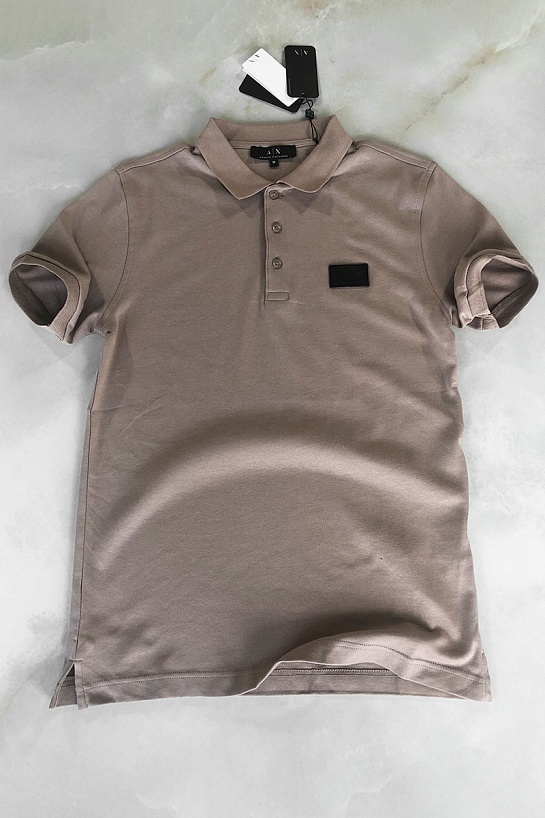 Мужское бежевое поло Armani Exchange rubber logo