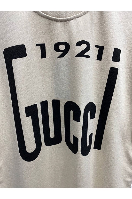Брендовая оверсайз футболка Gucci 1921 logo - White