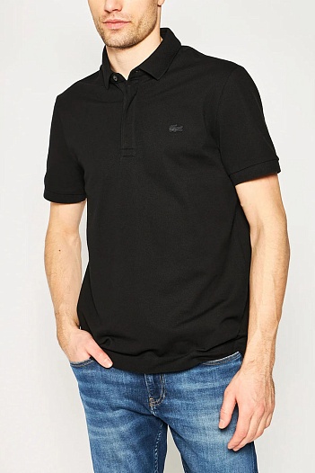 Мужское поло Lacoste чёрного цвета   