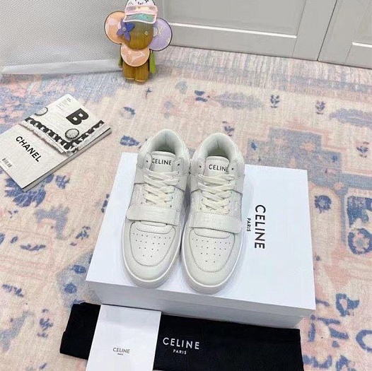 Женские кожаные кроссовки Celine - White   