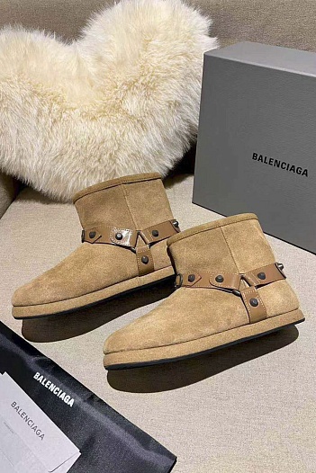 Женские ботинки с мехом Balenciaga Alaska premium - Beige   