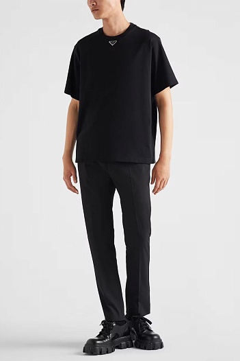 Мужская футболка Prada logo-plaque - Black   