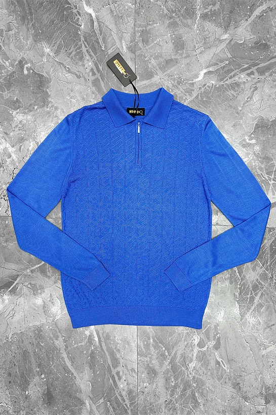 Поло с длинным рукавом Zilli zip-up - Blue