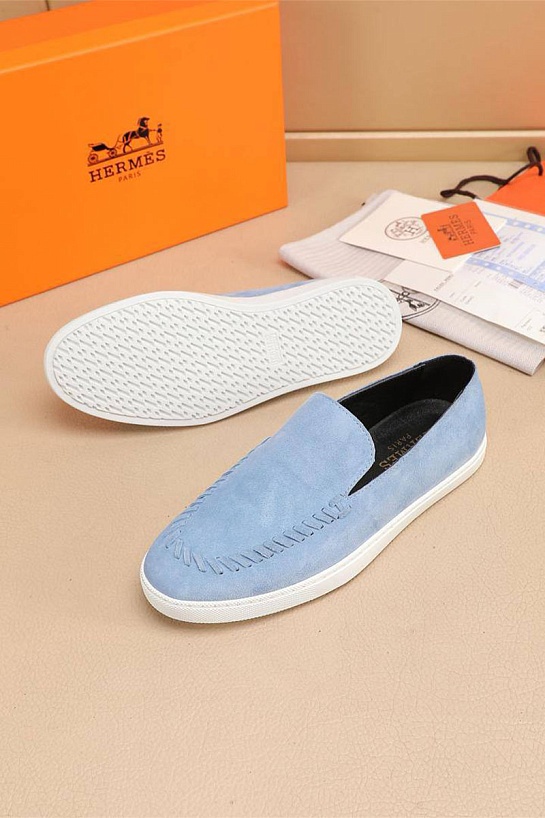 Мужские замшевые лоферы Hermes Julian - Blue