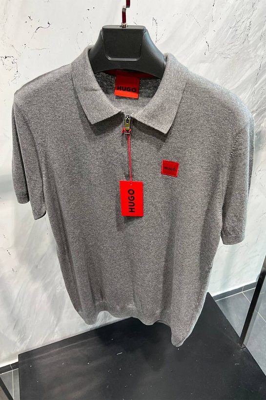 Мужское серое поло Hugo Boss classic badge
