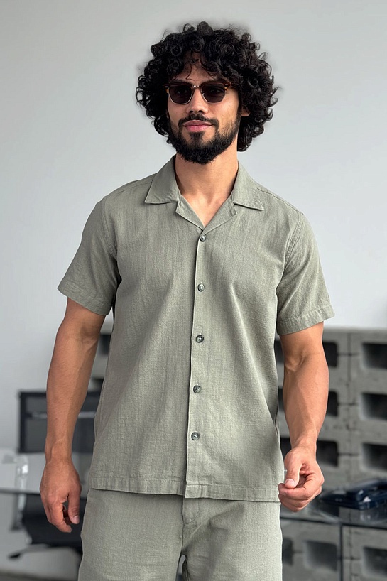 Мужская рубашка Loro Piana цвета хаки