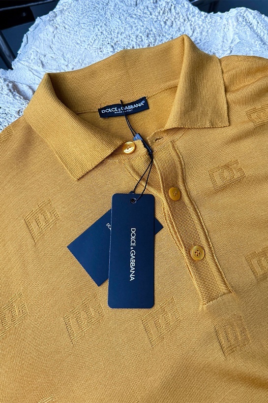 Мужское поло Dolce & Gabbana monogram all-over - Yellow