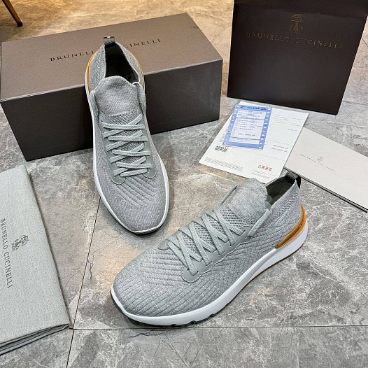 Мужские кроссовки Brunello Cucinelli knitted - Light Grey   