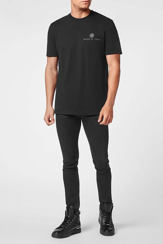 Мужская чёрная футболка Philipp Plein Hexagon