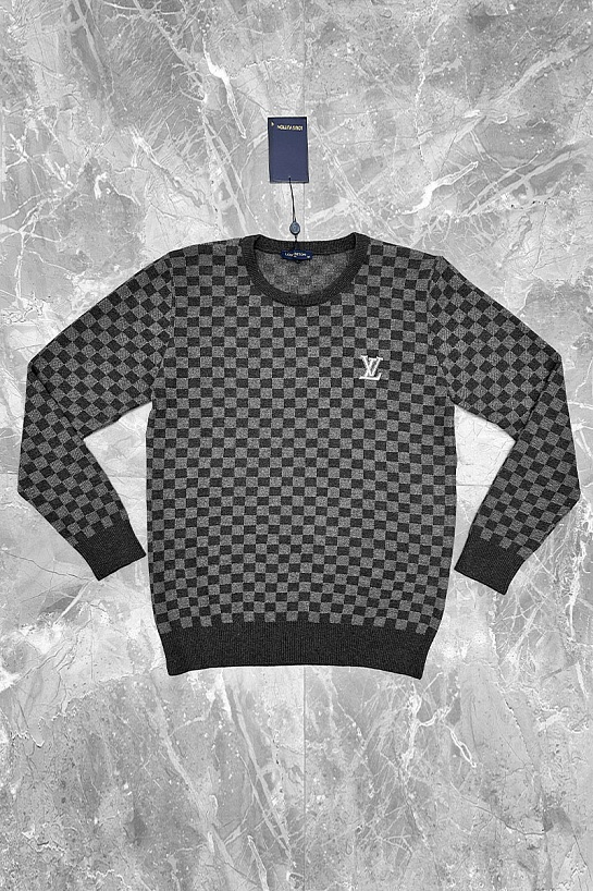 Мужская кофта серого цвета Louis Vuitton Damier embossed logo