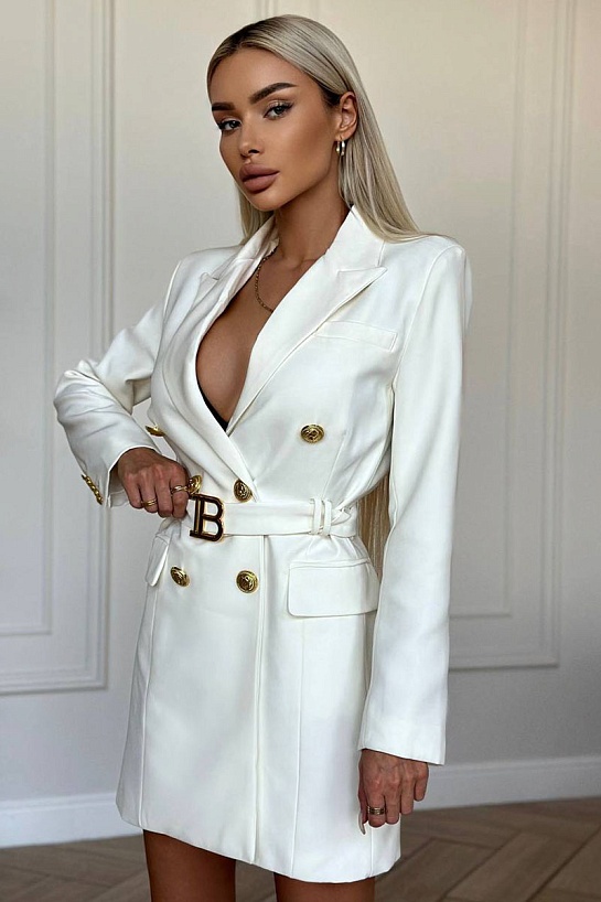 Женское платье-пиджак Balmain белого цвета