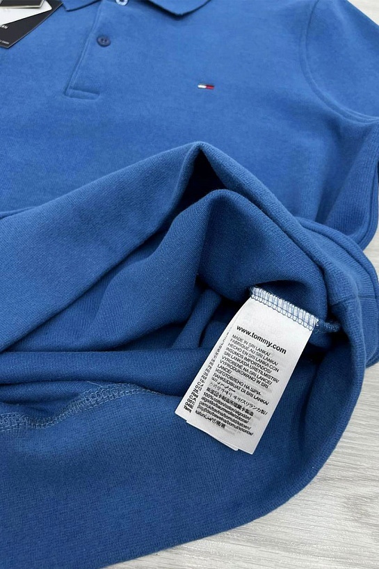 Синее поло с длинным рукавом Tommy Hilfiger