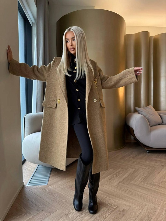 Женское шерстяное пальто Schiaparelli Premium - Beige