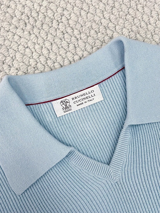Мужское голубое поло Brunello Cucinelli Premium