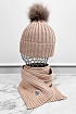 Комплект из шапки и шарфа персикового цвета Moncler logo-patch