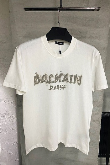 Футболка белого цвета Balmain Paris logo-print   